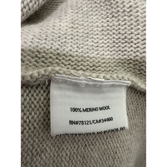 Eileen Fisher Womens Petite P Merino Wool Cardigan Sweater Beige Button Front - Picture 5 of 10